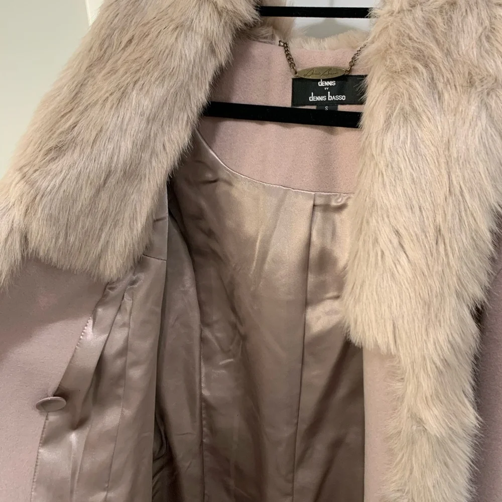 Dennis Basso Faux Fur Trim Wrap Coat NWOT - Picture 9 of 11